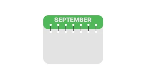 Calendar SEPTEMBER. Schedule icon isolated on white background. Flat design Stock Footage 195819082