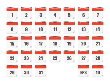 Calendar set every day in flat style Stock Illustration