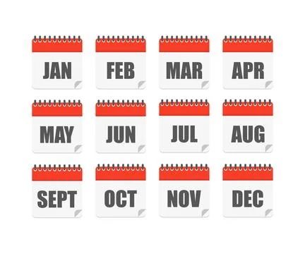 Calendar set of month of year, flat Stock Illustration