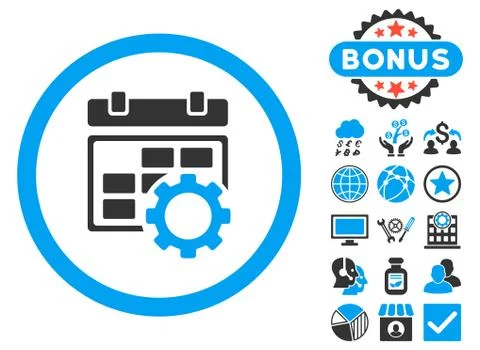 Calendar Settings Flat Vector Icon with Bonus Stock Illustration