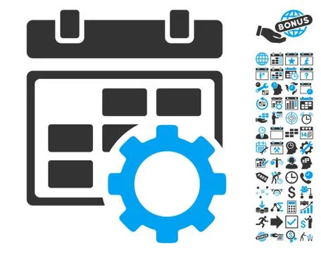 Calendar Settings Gear Flat Vector Icon With Bonus Stock Illustration