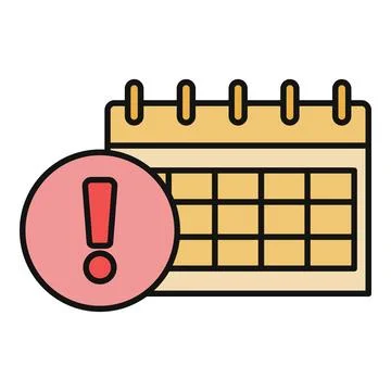 Calendar showing important date with an alert exclamation mark Stock Illustration