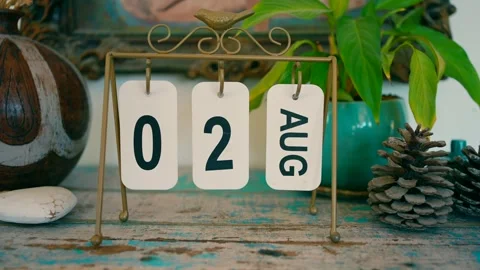 Calendar shows August 2 date on the shelf. Stock Footage 257060994