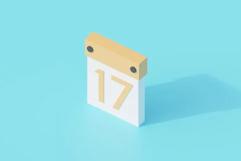 Calendar single isolated object. 3d render illustration with isometric Stock Illustration