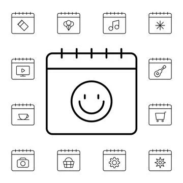 Calendar, smile flat vector icon in calendar pack Stock Illustration