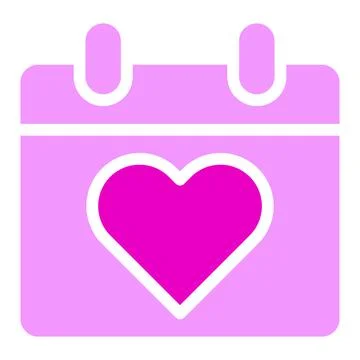 Calendar solid pink valentine illustration vector and logo Icon new year ic.. Illustrazione stock