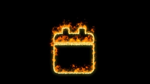 Calendar solid symbol inflames. Then disappears. In - Out loop. Alpha channel Video stock 103064966