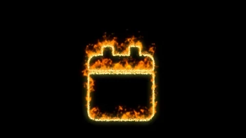 Calendar solid symbol inflames. Then disappears. In - Out loop. Alpha channel Video stock 103064991