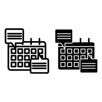 Calendar with speech bubbles line and glyph icon. Calendar with doings vector Stock Illustration