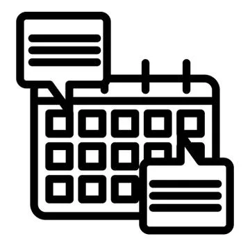 Calendar with speech bubbles line icon. Calendar with doings vector illustration Stock Illustration