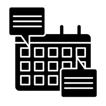 Calendar with speech bubbles solid icon. Calendar with doings vector Stock Illustration