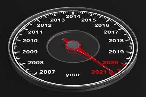 Calendar from speedometer on black background. 3D illustration Stock Illustration