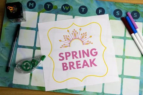 Calendar for spring break Stock Photos