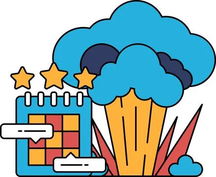 A calendar with a star on it and a cloud of broccoli Stock Illustration