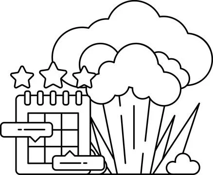 A calendar with a star on it and a cloud of broccoli Stock Illustration