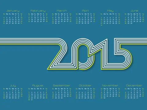 Calendar with striped 2015 text Stock Illustration