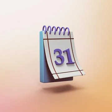 Calendar - stylized 3d CGI icon object Stock Illustration
