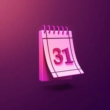 Calendar - stylized 3d CGI icon object, Not gen Ai Stock Illustration