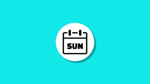 Calendar with sun icon on white circle and shadow on a turquoise background.. Stock Footage 329272966