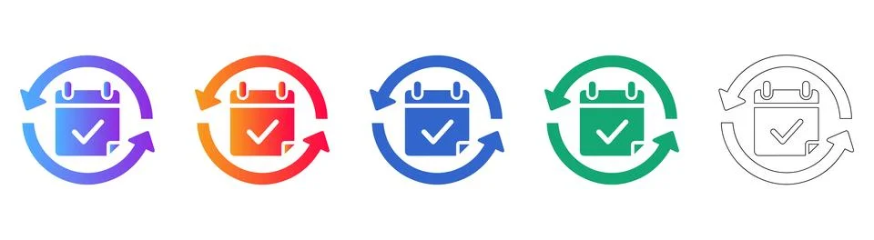 Calendar Sync and Update Icon Collection 库存插图