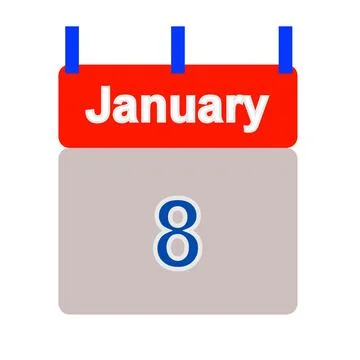 Calendar tab dated January 8th - illustration Stock Illustration