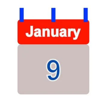 Calendar tab dated January 9th - illustration Stock Illustration