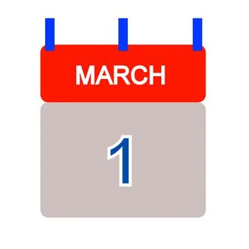 Calendar tab with March 1 - illustration Stock Illustration