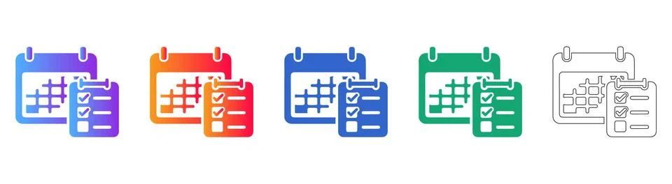 Calendar Task Schedule Icons Set Stock Illustration