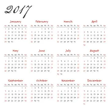 Calendar template 2017 Stock Illustration