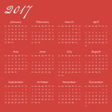 Calendar template 2017 Stock Illustration