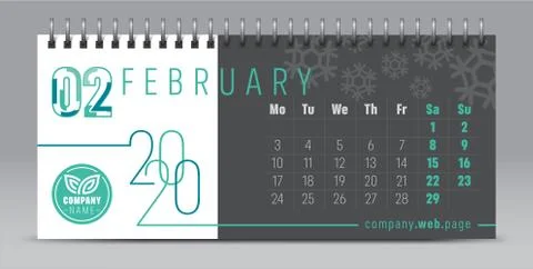 Calendar template for 2020 year. Vector planner diary in minimalist style. Typog Stock Illustration