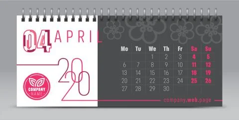 Calendar template for 2020 year. Vector planner diary in minimalist style. Typog Stock Illustration