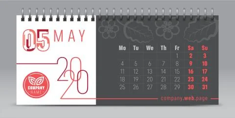 Calendar template for 2020 year. Vector planner diary in minimalist style. Typog Stock Illustration