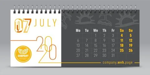 Calendar template for 2020 year. Vector planner diary in minimalist style. Typog Stock Illustration