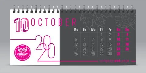 Calendar template for 2020 year. Vector planner diary in minimalist style. Typog Stock Illustration