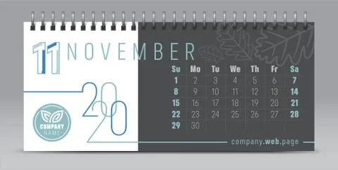 Calendar template for 2020 year. Vector planner diary in minimalist style. Typog Stock Illustration