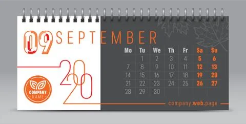 Calendar template for 2020 year. Vector planner diary in minimalist style. Typog Stock Illustration
