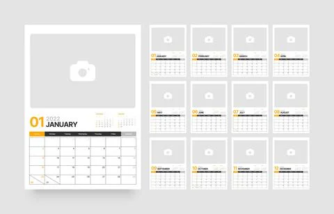 Calendar template for 2022 with week start on Sunday. Stock Illustration