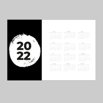 Calendar template for 2022 year. Planner diary in a minimalist style. Stock Illustration