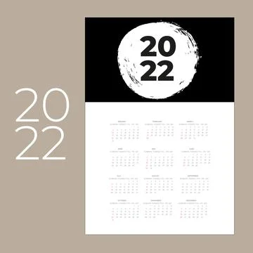 Calendar template for 2022 year. Planner diary in a minimalist style. Stock Illustration