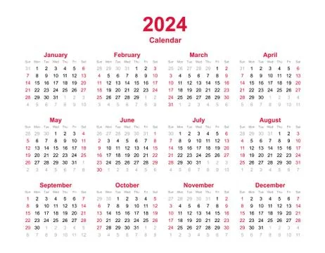 Calendar template 2024 Stock Illustration