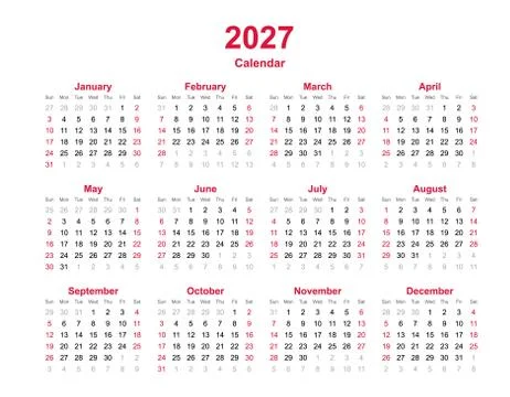 Calendar template 2027 Stock Illustration