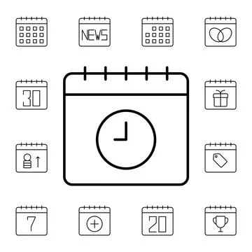 Calendar, time flat vector icon in calendar pack Stock Illustration