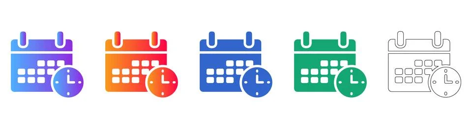 Calendar Time Scheduling Icon Set Stock Illustration