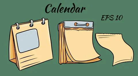 Calendar. Two different calendars. One with tear-off pages. Leafy calendar. Stock Illustration