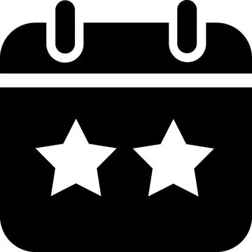 Calendar with two stars rating icon Stock Illustration