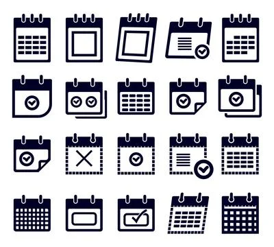 Calendar vector icon collection. Set of business calendar symbols. Stock Illustration