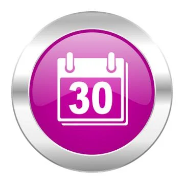 Calendar violet circle chrome web icon isolated. Ilustración de archivo