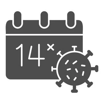 Calendar with virus cell solid icon, Corona downturn concept, Quarantine Illustrazione stock