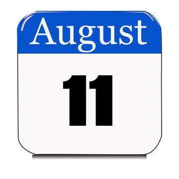 Calendar web button - The 11th of August, three-dimensional rendering, 3D ill Stock Illustration